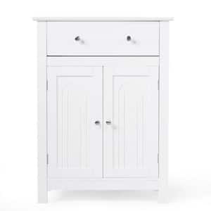 23.5 in. W x 12 in. D x 31.5 in. H White Wood Freestanding Bathroom Linen Cabinet with Drawers in White