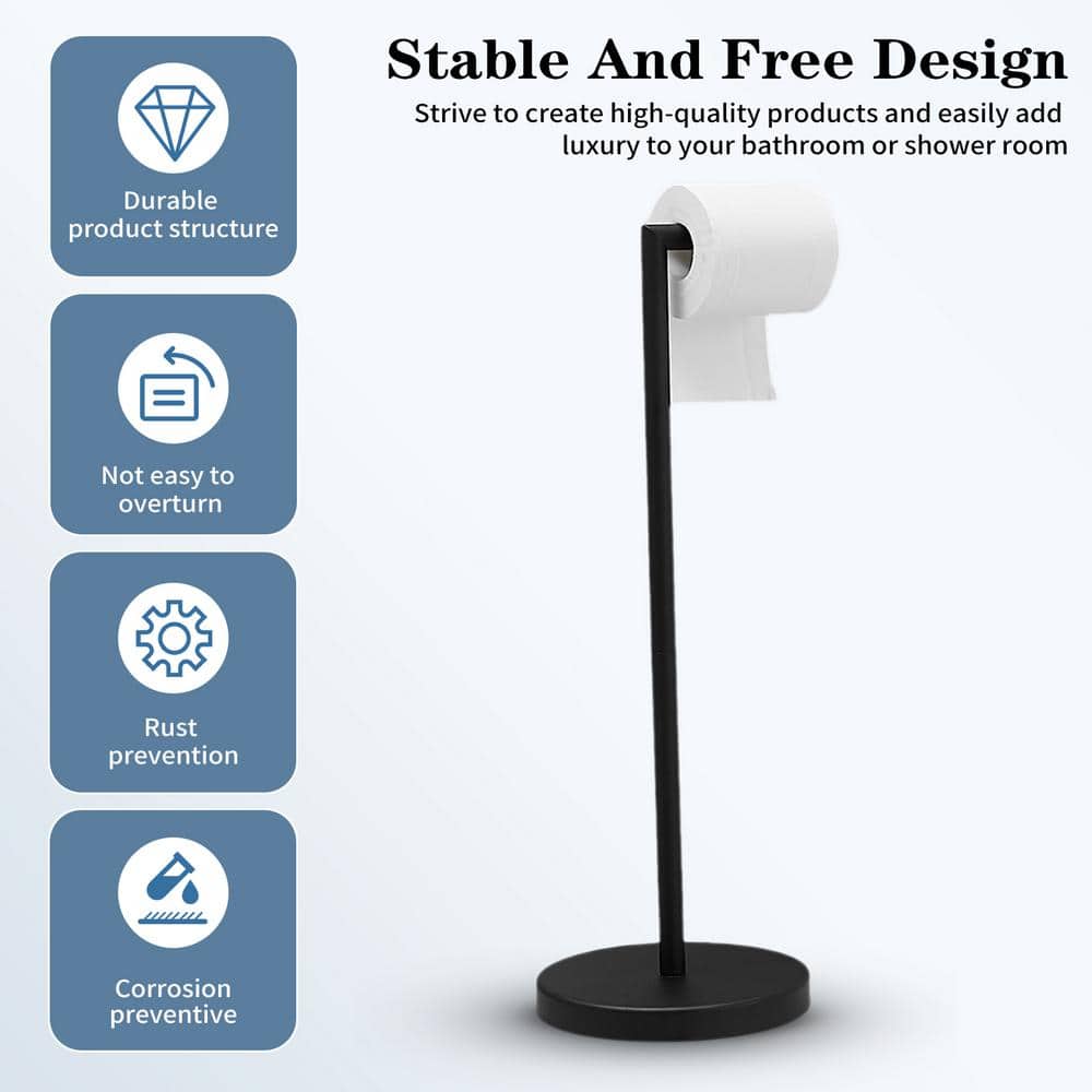 Matte Black Stainless Steel Freestanding Toilet Paper Holder
