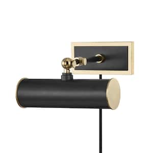 Holly 1-Light Aged Old Bronze Picture Light with Plug Antique Brass/Black Steel Shade