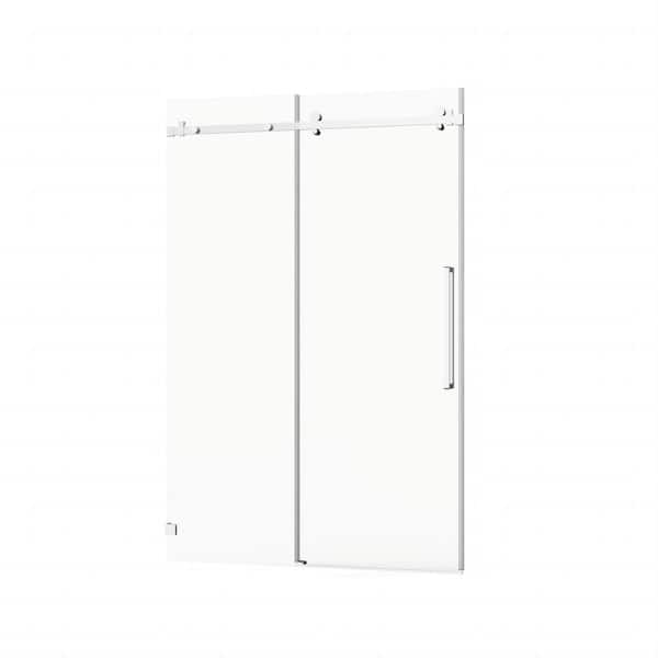 60 in. W x 72 in. H Frameless Sliding Shower Door in Matte Black with Easy-Clean Clear Tempered Glass