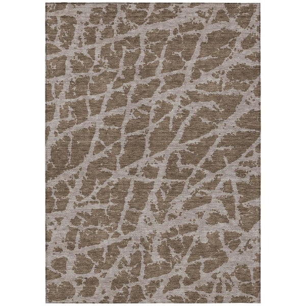 5' x 8' Brown Abstract Indoor Outdoor Area Rug 5' x 8' Brown Abstract Indoor Outdoor Area Rug