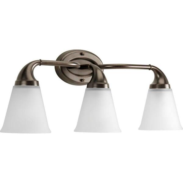 Progress Lighting Lahara Collection 3-Light Venetian Bronze Bathroom Vanity Light with Glass Shades