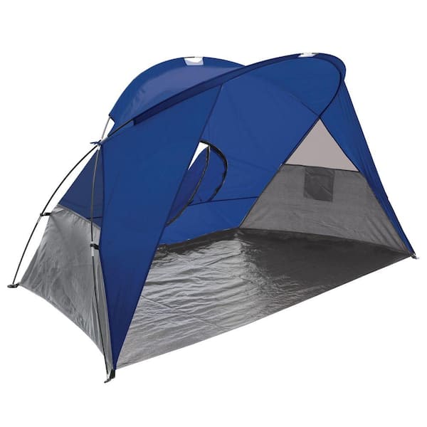 Picnic Time Cove Sun Shelter in Blue Grey and Silver