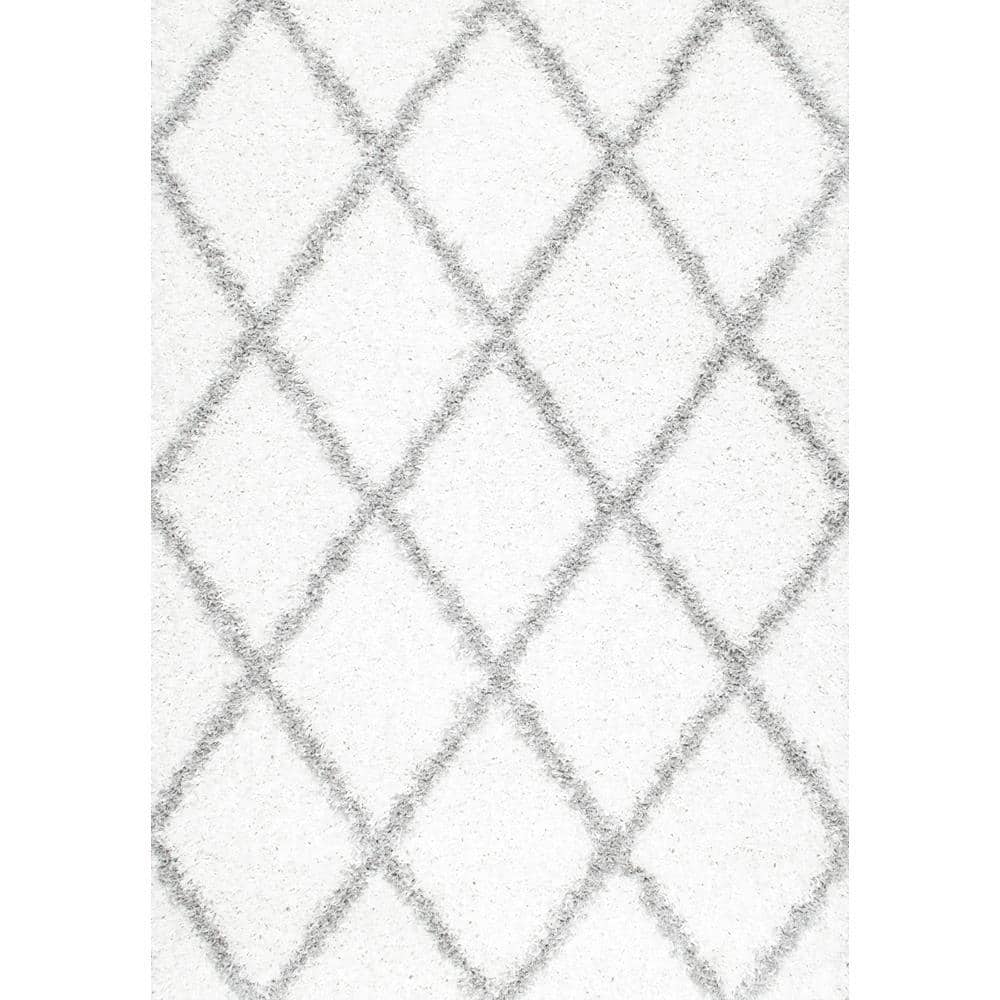 nuLOOM Shanna Easy Shag Modern Geometric 8 ft. x 10 ft. White/Gray