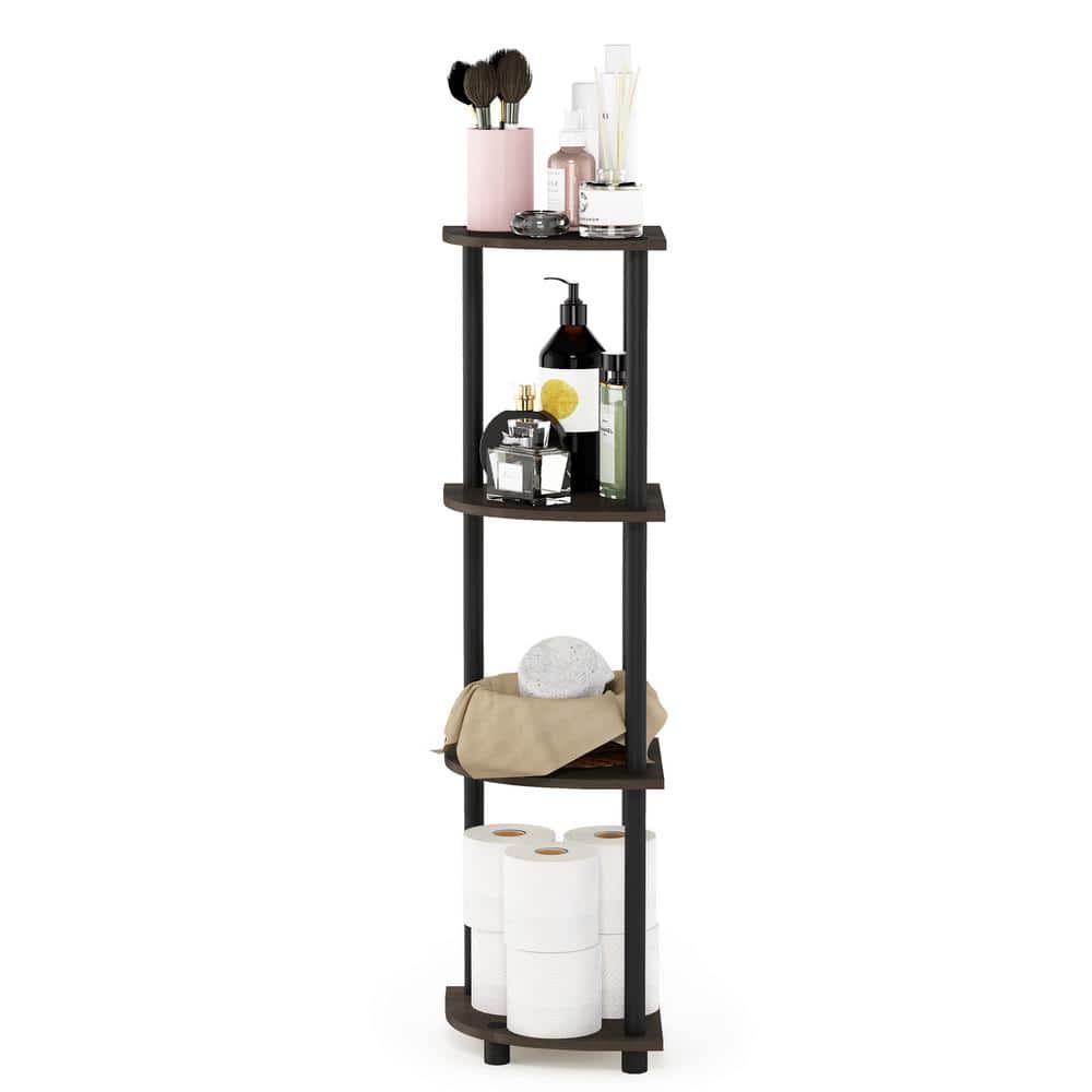 Furinno Dark Brown and Black 4-Tier Corner Shelf