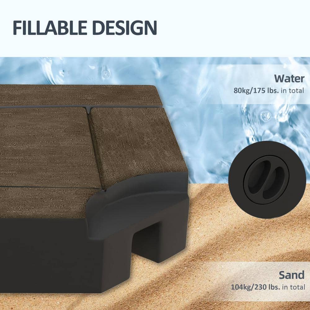 Brown HDPE Fillable Patio Umbrella Base Weights Set