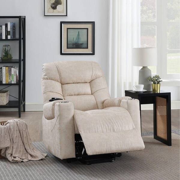 Acme Furniture Nairi Ivory Polished Microfiber Power Recliner w