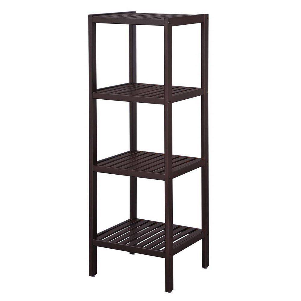 Dracelo 13 in. W x 13 in. D x 38.6 in. H Brown Bamboo 4Tier Floor
