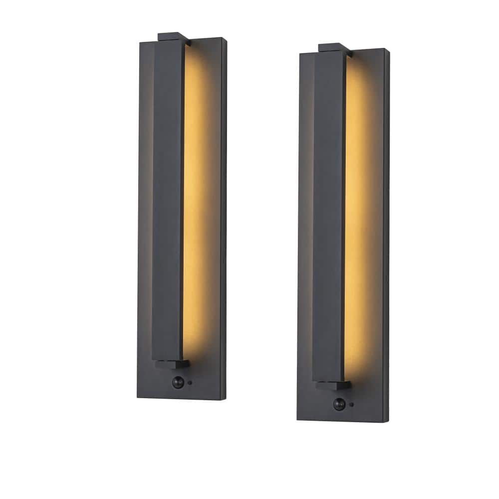 "H20"" Motion Sensor Outdoor Wall Light 23W Integrated LED Wall Sconce in Matte Black Iron Exterior Light Fixture(2 Pack)" price history on PriceWatchPro