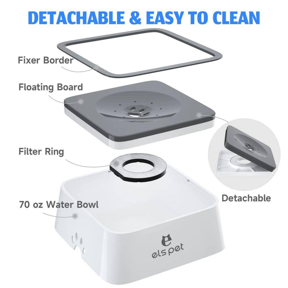 Els Pet 2L White and Gray Floating Dog Bowl