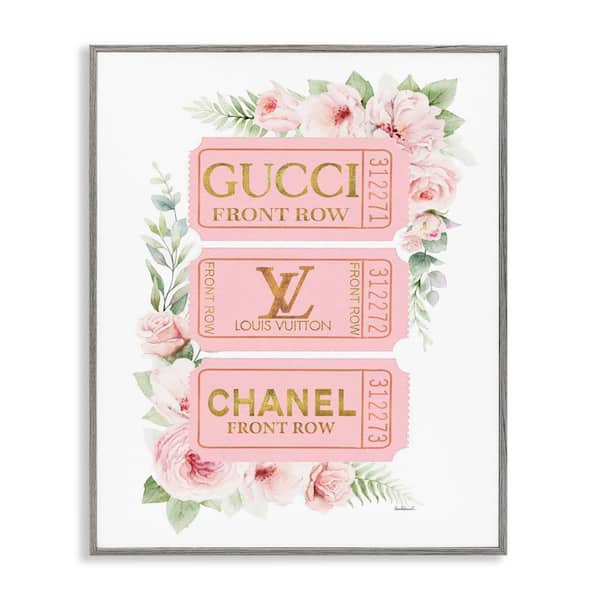 Chic Floral Glam Tickets by Amanda Greenwood Gray Framed Nature Giclee Art Print 20 in. x 16 in.