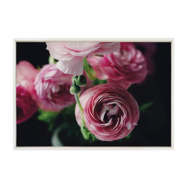 Kate and Laurel Sylvie Ranunculus in Color by Kristybee Framed Canvas Nature Art Print 33 in. x 23 in.