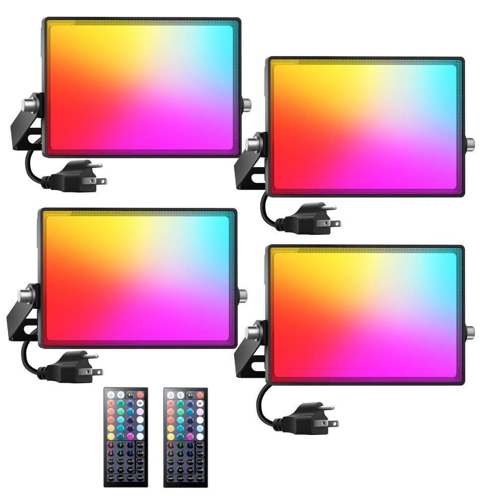 Black Plug-in Integrated LED Landscape Flood Light 70W RGBW Color Changing Waterproof Fixture with Remot, 4 Pack price history on PriceWatchPro