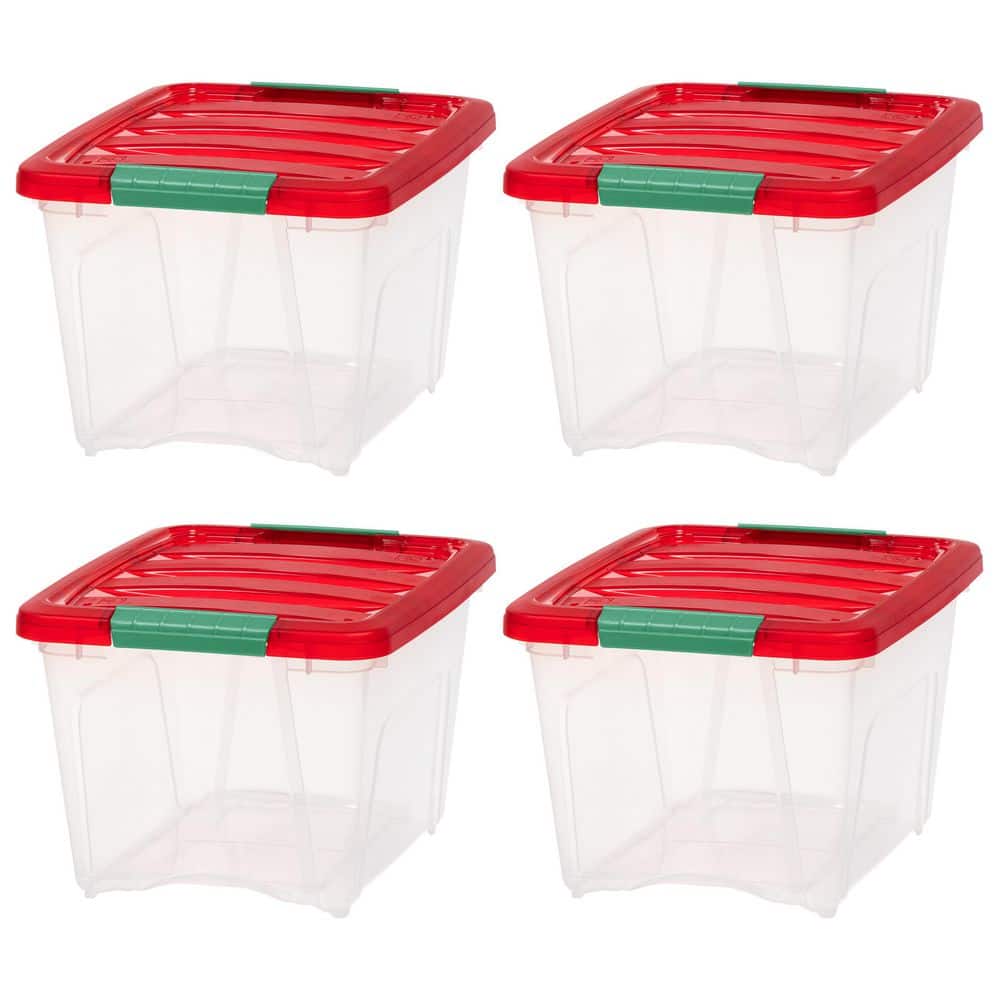 19 qt. Holiday Storage Buckled Clear Box, Clear Body with Red Lid and Elf Green Buckles (4-Pack) price history on PriceWatchPro