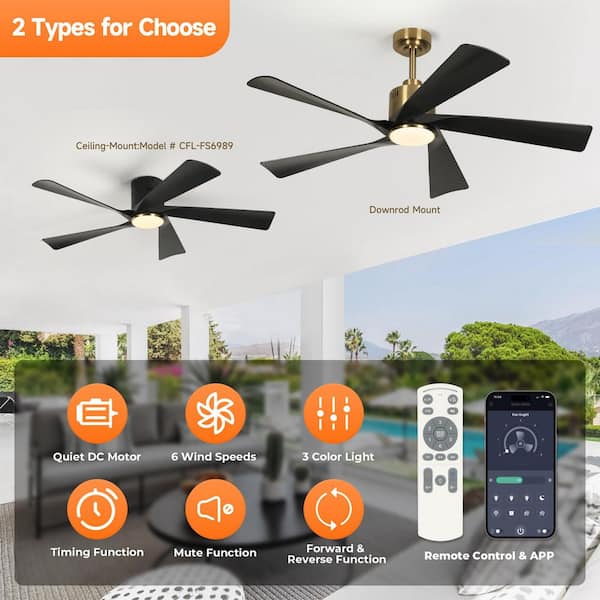 skk._.i☘️ TOZING 52 in. LED Smart Indoor Modern Black Gold 5-ABS