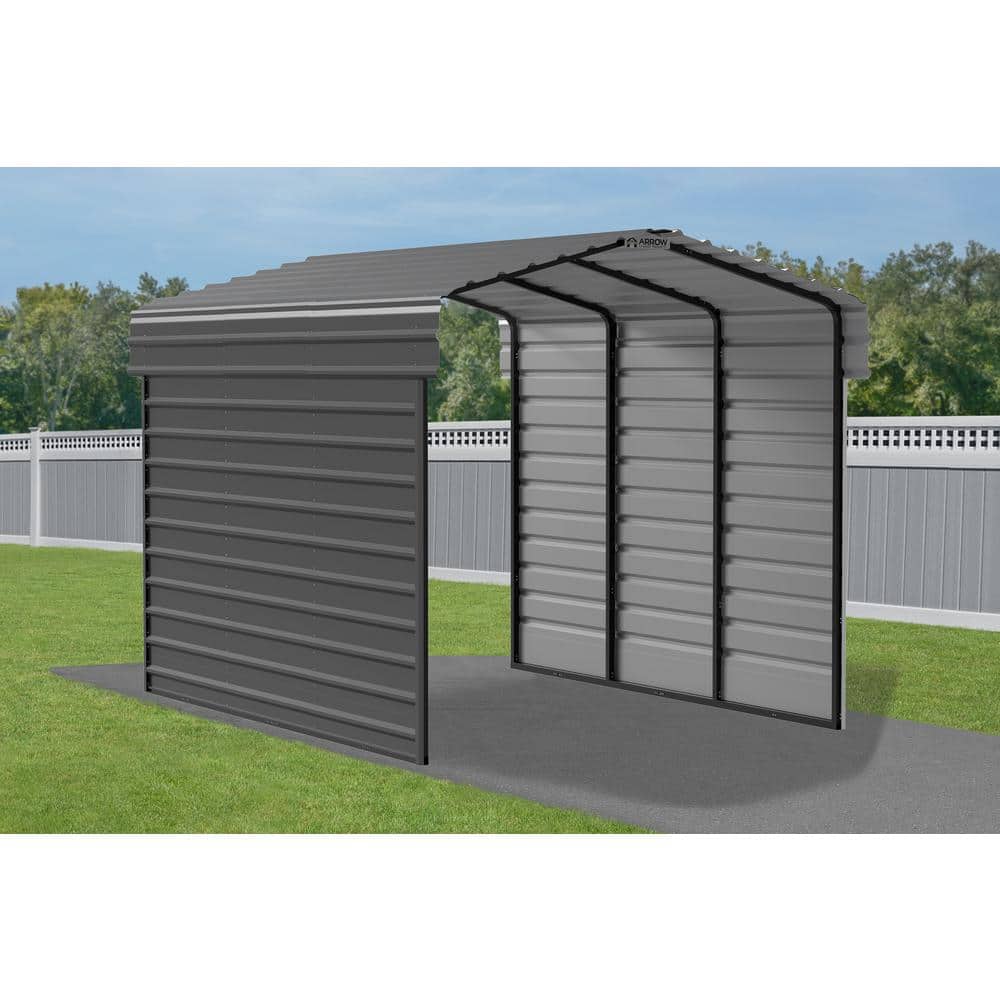Charcoal 10 x 15 ft Steel Carport with Enclosure