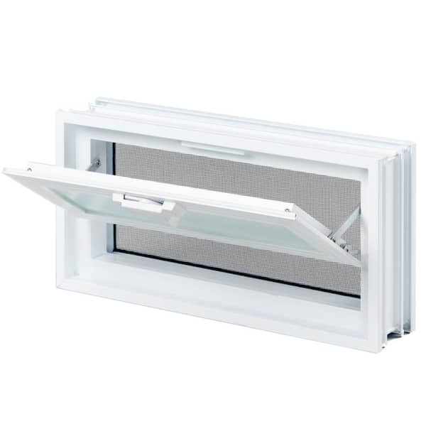 Clearly Secure - 31 in. x 13.5 in. x 3.125 in. Frameless Wave Pattern Vented Glass Block Window