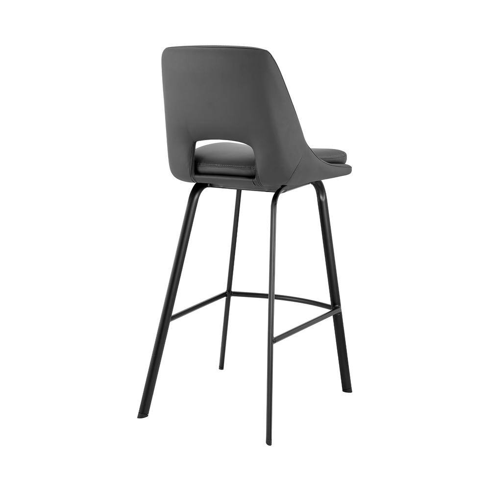 Gray Faux Leather and Metal Swivel Counter Stool