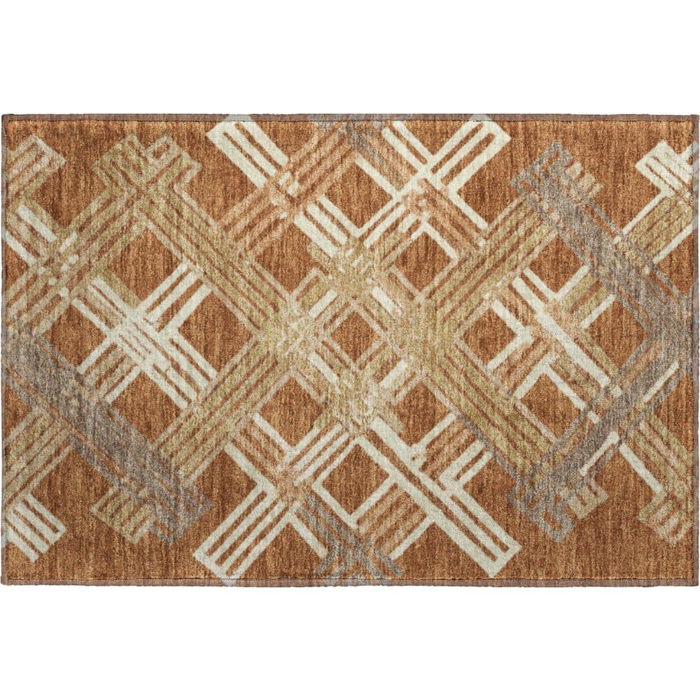 Mayfield Premium Machine Washable Abstract AMF2452 Paprika 3 ft. x 4 ft. Area Rug price history on PriceWatchPro