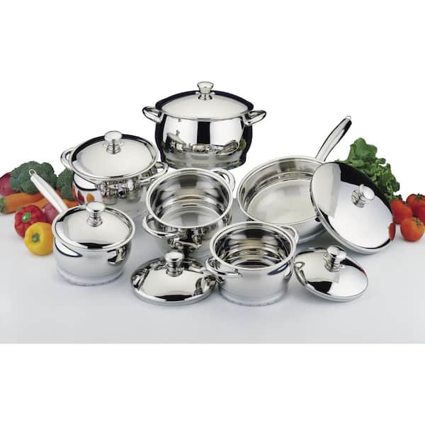 BergHOFF Cosmo 12-Piece 18/10 Stainless Steel Cookware Set with Lids