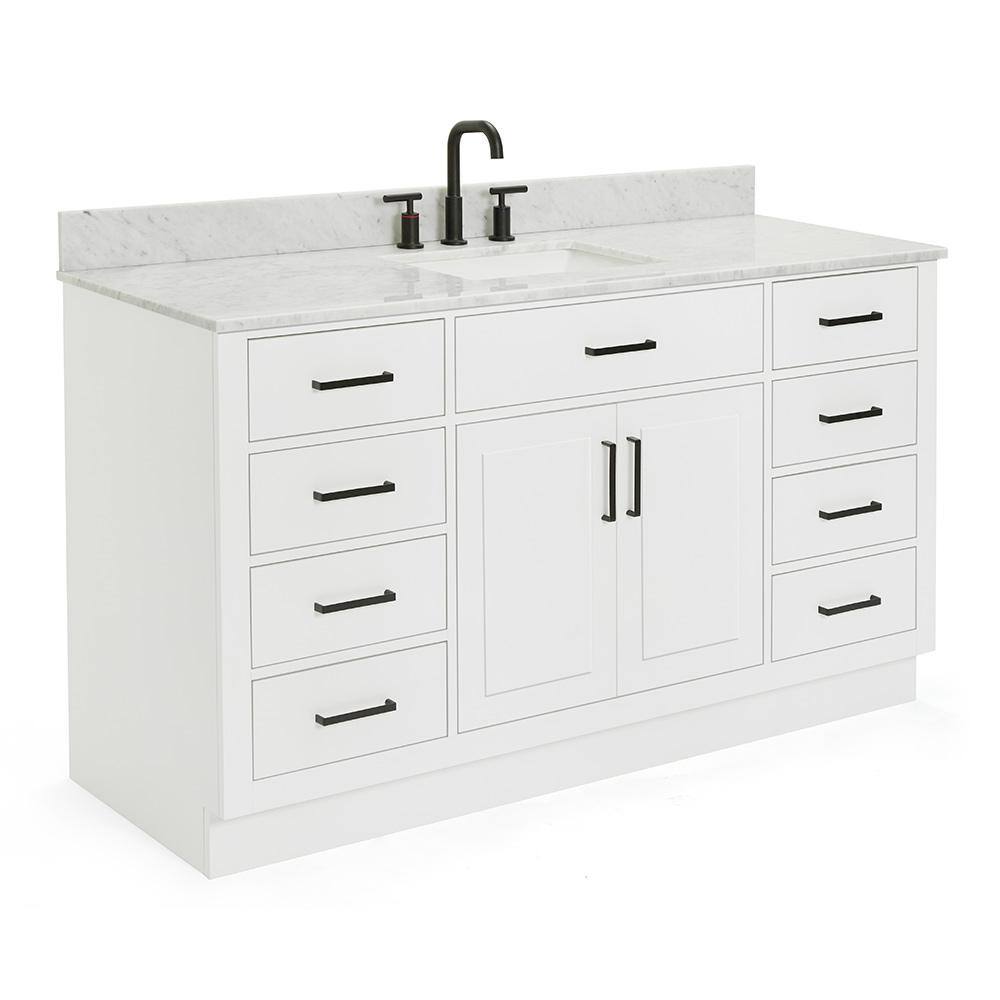 Hepburn 61" White Marble Top Single Basin Vanity Set