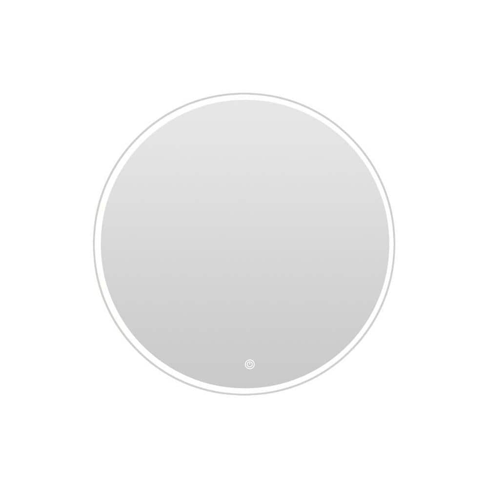 32 in. W x 32 in. H Round Frameless Anti-Fog Bluetooth Music Speaker LED Wa