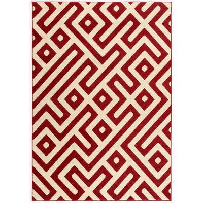 Hanover Greek Key Red 9 Ft X 12, Outdoor Rug Red