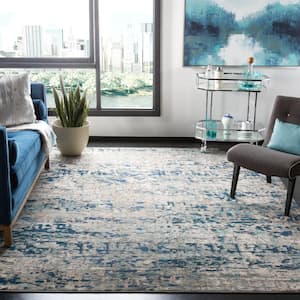 Madison Gray/Blue 9 ft. x 9 ft. Square Gradient Abstract Area Rug