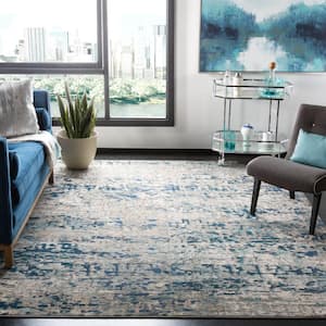 Madison Grey/Blue 8 ft. x 8 ft. Abstract Gradient Square Area Rug