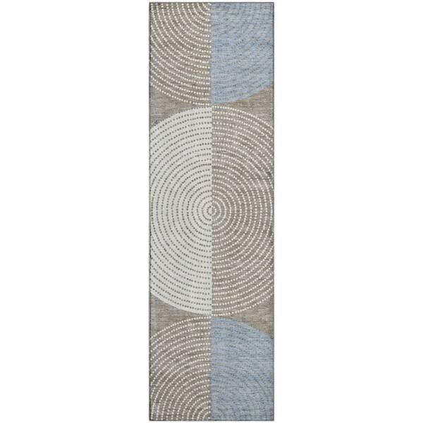 Mayfield Premium Machine Washable Abstract AMF2281 Taupe 2 ft. x 7 ft. Runner Rug
