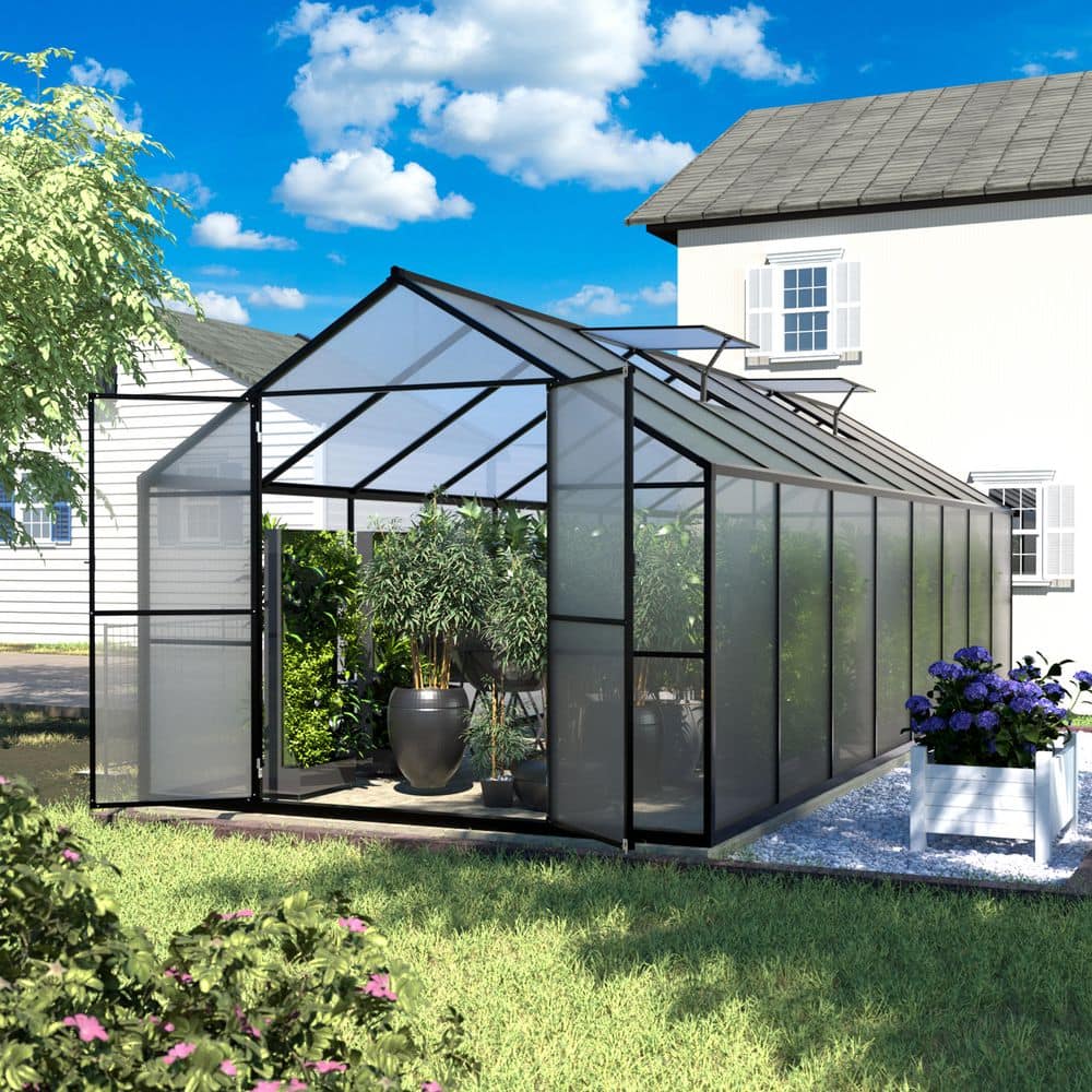 VEIKOUS 8 ft. W x 16 ft. D Polycarbonate Walk-in Greenhouse for