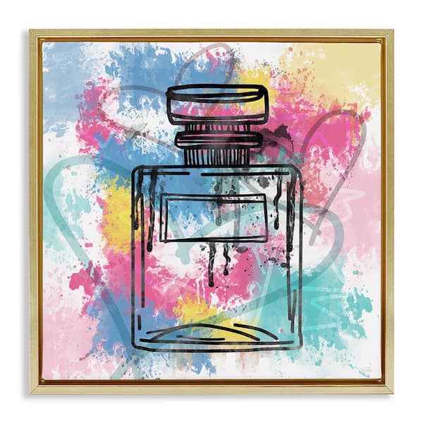 Stupell Industries Modern Splash Bottle by Natalie Carpentieri Gold Floater Frame Abstract Graphic Art Print 18 in. x 18 in.