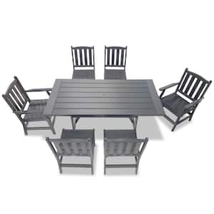 Tuscany Gray 7-Piece HDPE Plastic Rectangle Outdoor Dining Set