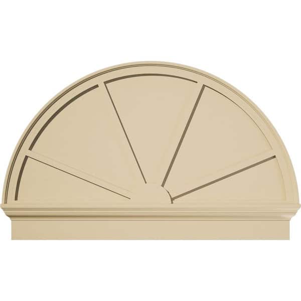 Ekena Millwork 46 in. W x 29-3/4 in. H x 2-3/4 in. P Half Round 4 Spoke Signature Urethane Combination Pediment, Primed Tan
