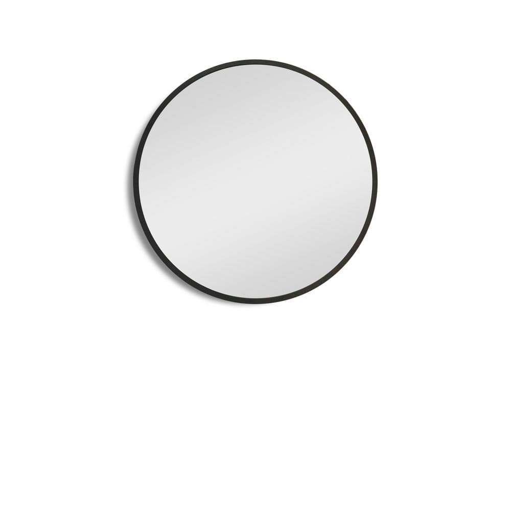 24 in. W x 24 in. H Round Black Aluminum and Iron Surface Mount Medicine Ca