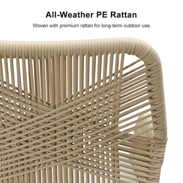 11-Piece Aluminum All-Weather PE Rattan Rectangular Outdoor Dining Set with Cushion, Champagne