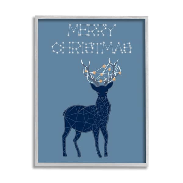 Stupell Industries Christmas Constellations Deer by Hannah Byatt 1 Piece Framed Graphic Print Animal Poster Art Print 30 in. x 24 in.