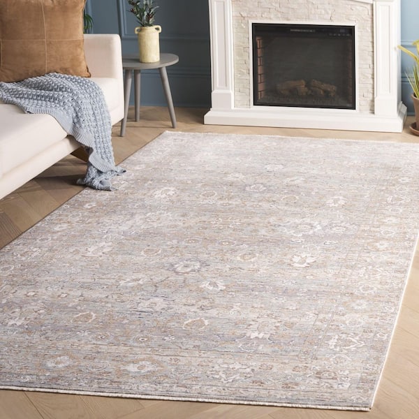 Webster 3 ft. x 4 ft. Gray/Beige Distressed Ornate Wavy Area Rug