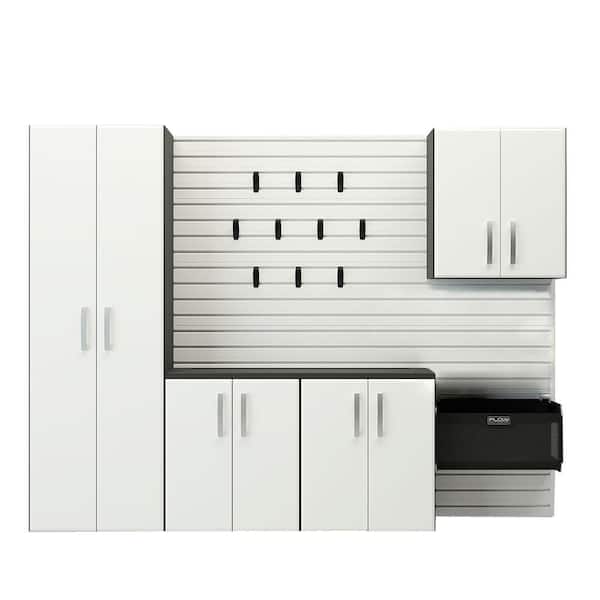 Flow Wall 5-Piece Composite Wall Mounted Garage Storage System in White (96 in. W x 72 in. H x 17 in. D)