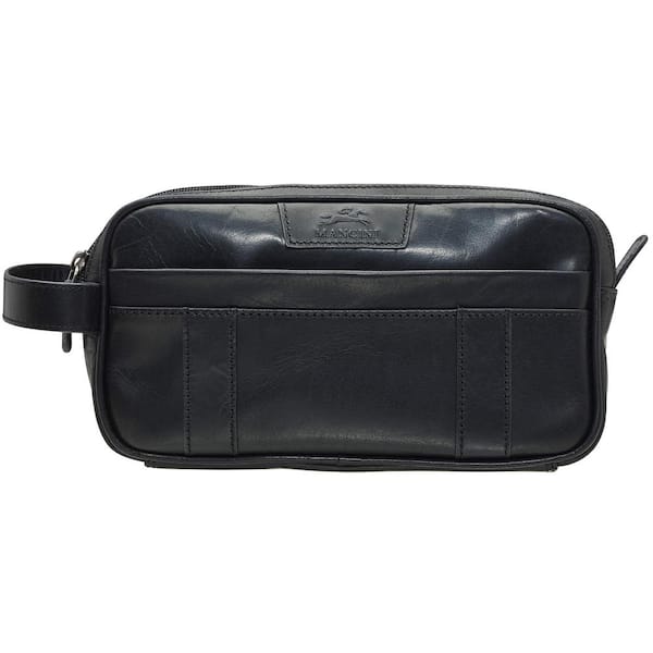 MANCINI Buffalo Dual Top Zipper Toiletry Bag, Black