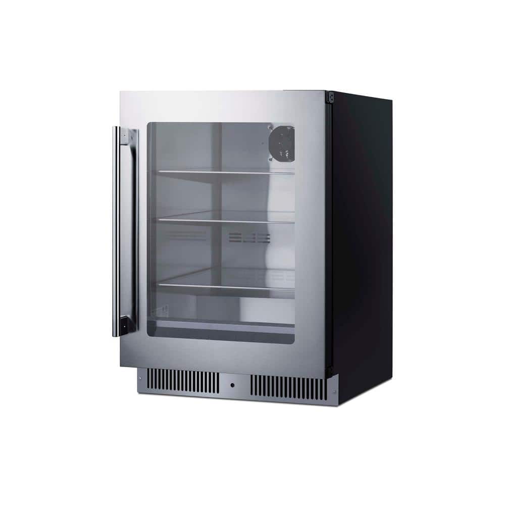 Stainless Steel 24-Inch Built-In Beverage Refrigerator with Glass Door