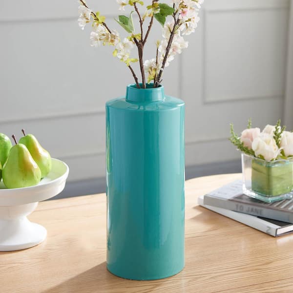 HEMSLY INC Tall Mod Retro Teal Vase