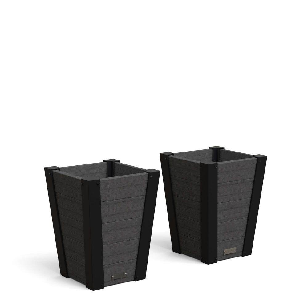 Horizon 18in Tall Charcoal Plastic Square Outdoor Planter, 2-Pack price history on PriceWatchPro