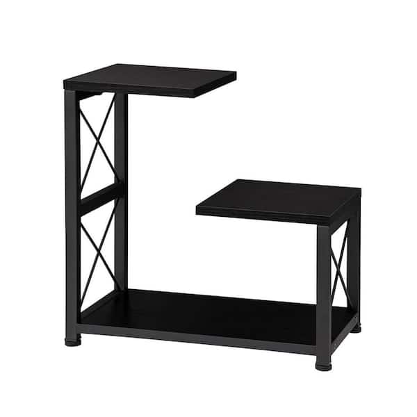 Black 13 in. x 13.2 in. Wood Desk Organizer Shelf with Metal Frame