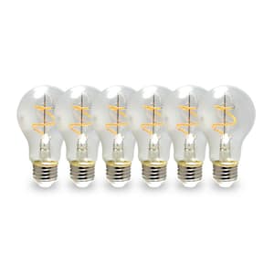 NorbCOZY 4W Equivalent Relaxing A19 2200K Dimmable Warm Clear Spiral Cozy Vintage Edison LED Light Bulb (6-Pack)