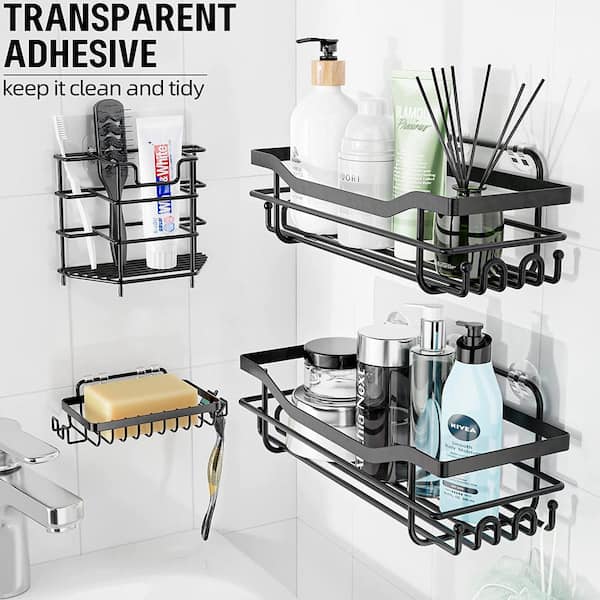 1pc Shower Caddy, Shower Organizer, Wall Mounted Adhesive Shower Storage  Rack For Kitchen And Bathroom, Bathroom Accessories , Bathroom Organizers &  S