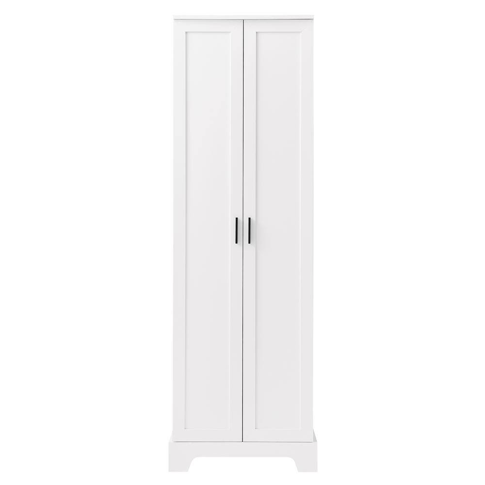 23.3 in. W x 16.9 in. D x 71.2 in. H White Linen Cabinet with Two Doors, Ad