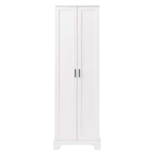 23.3 in. W x 16.9 in. D x 71.2 in. H White Linen Cabinet with Two Doors, Adjustable Shelf