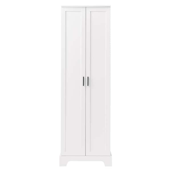 Unbranded 23.3 in. W x 16.9 in. D x 71.2 in. H White Linen Cabinet with Two Doors, Adjustable Shelf