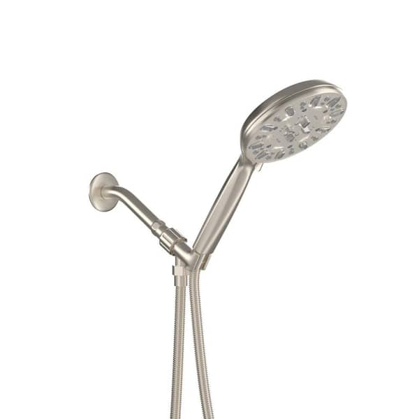 7-Spray Settings Wall Mount Handheld Shower Head 1.8 GPM Adjustable 4.7 in. Dual Shower Heads in Brushed Nickel